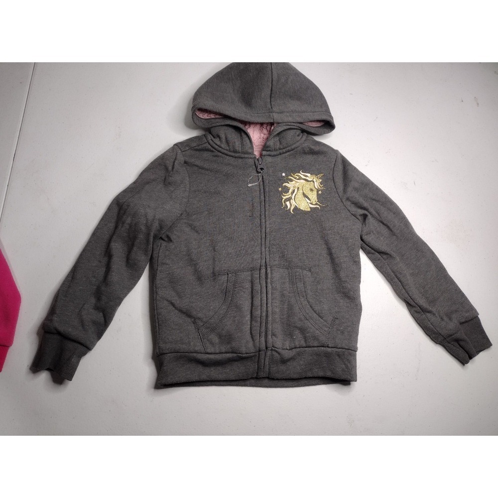 Mixed brands Faux Fur Vest Unicorn Hoodie Bundle Girls 4T Pink Grey - Picture 3 of 7